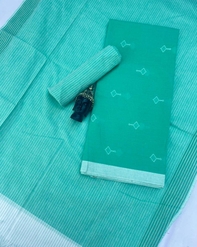 Soft Handloom Cotton Dress Material – Pastel Sea Green Shade