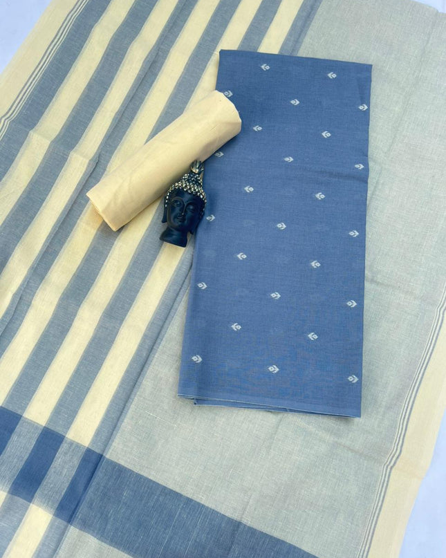 Soft Handloom Cotton Dress Material – Pastel Blue Shade