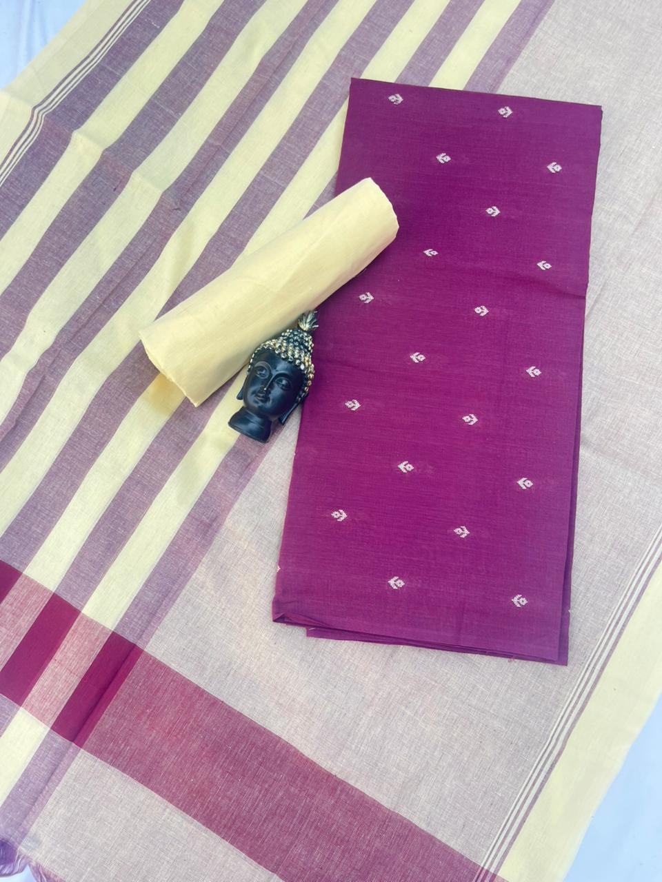 Soft Handloom Cotton Dress Material – Pink Shade