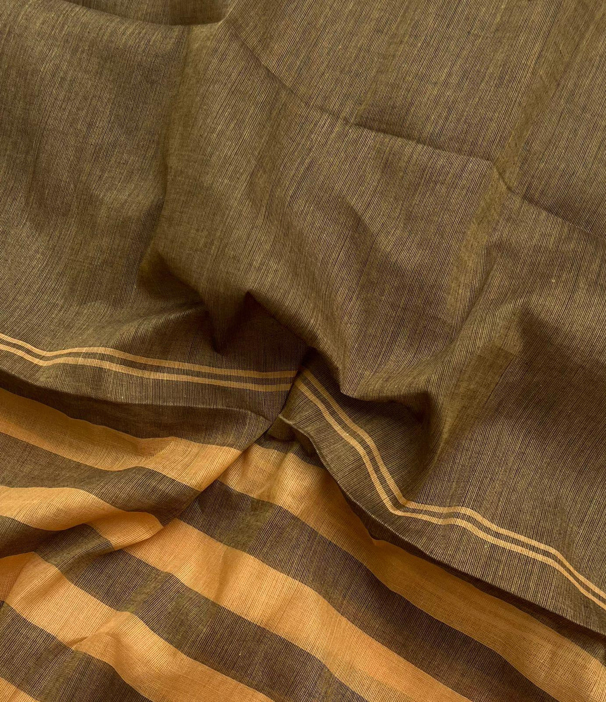 Pure Cotton Handloom Top & Dupatta Set | Dark Brown Dress Material