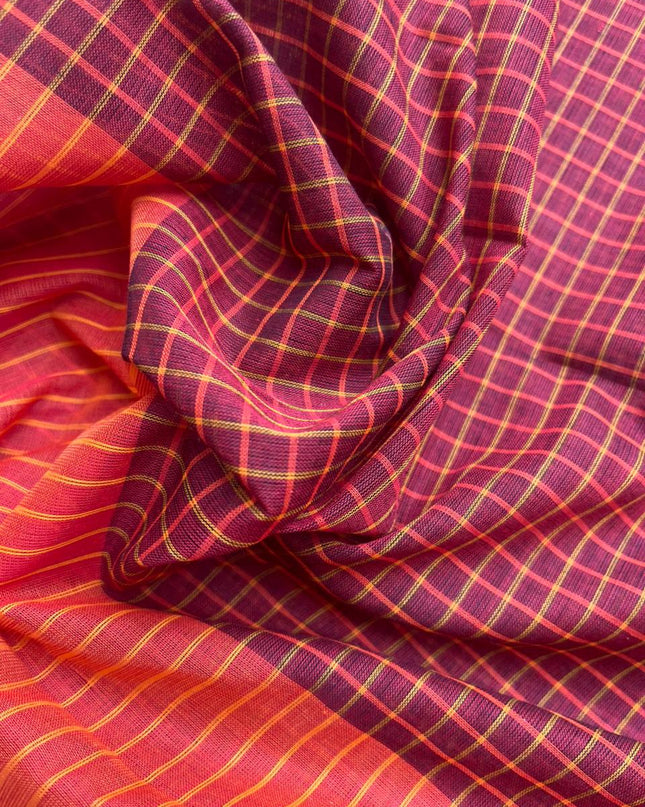 Pure Cotton Handloom Top & Dupatta Set | Maroon Dress Material