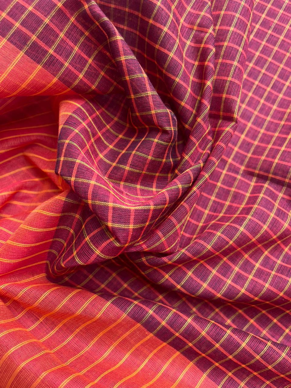 Pure Cotton Handloom Top & Dupatta Set | Maroon Dress Material