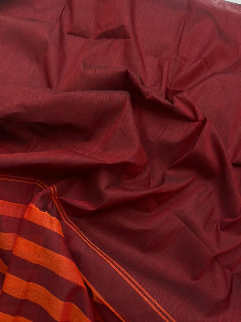 Pure Cotton Handloom Top & Dupatta Set | Maroon Dress Material