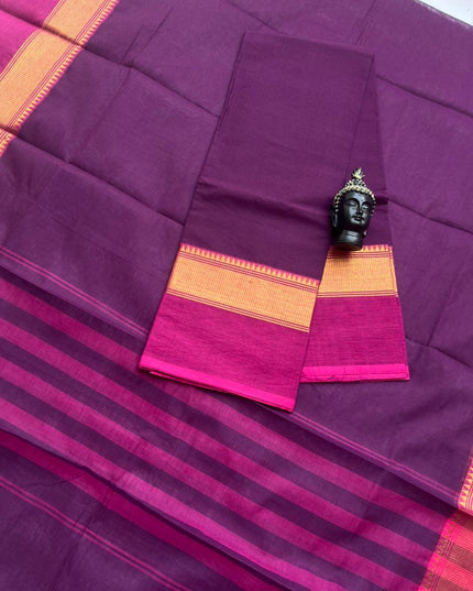 Pure Cotton Handloom Top & Dupatta Set | Purple Dress Material