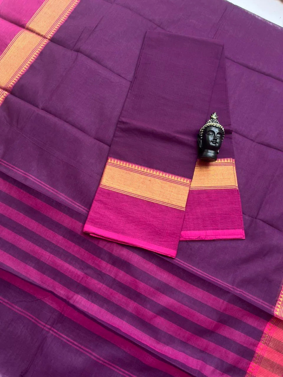 Pure Cotton Handloom Top & Dupatta Set | Purple Dress Material