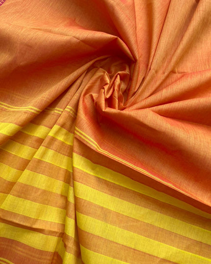Pure Cotton Handloom Top & Dupatta Set | Orange Dress Material
