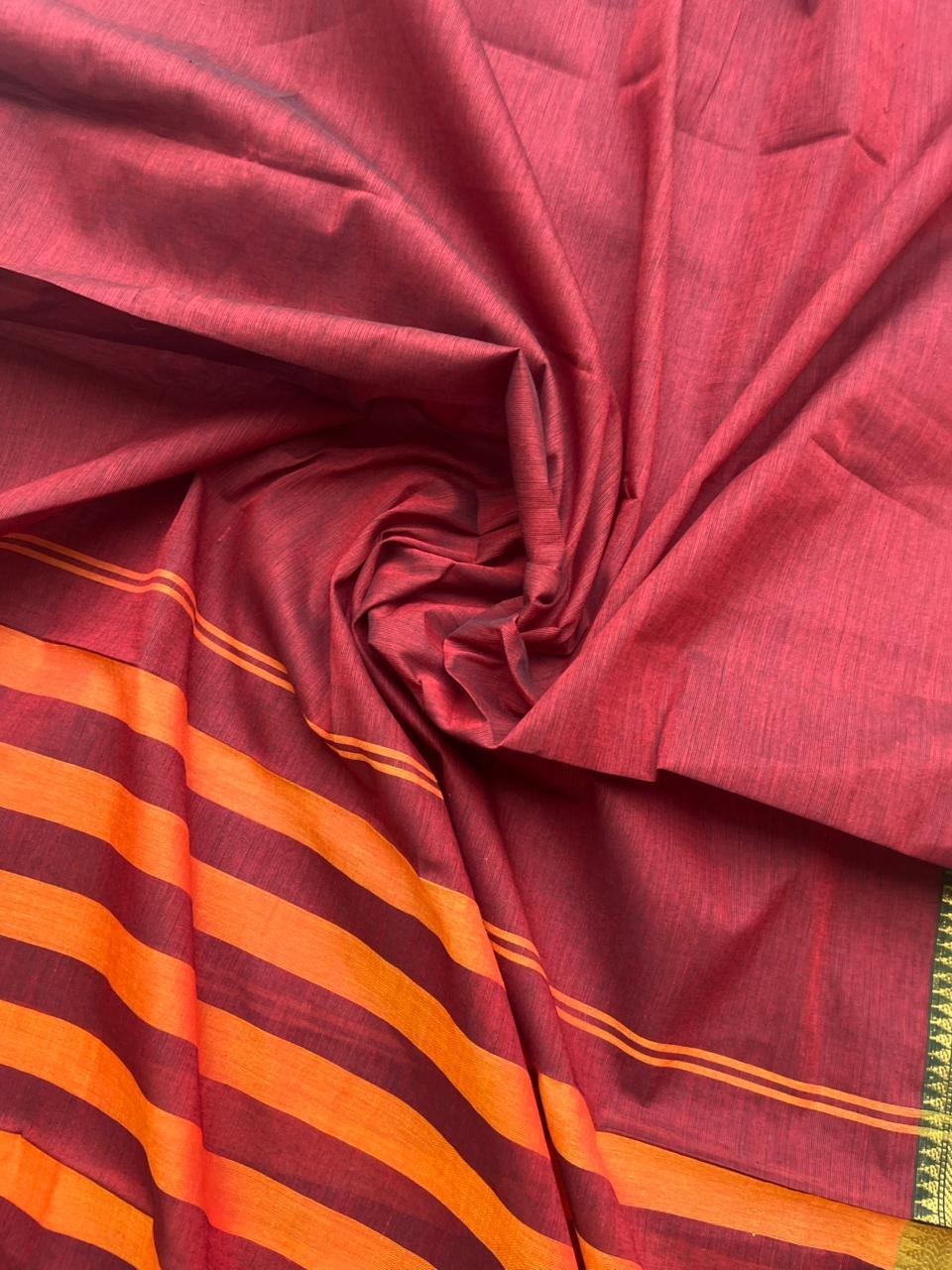 Pure Cotton Handloom Top & Dupatta Set | Red Dress Material