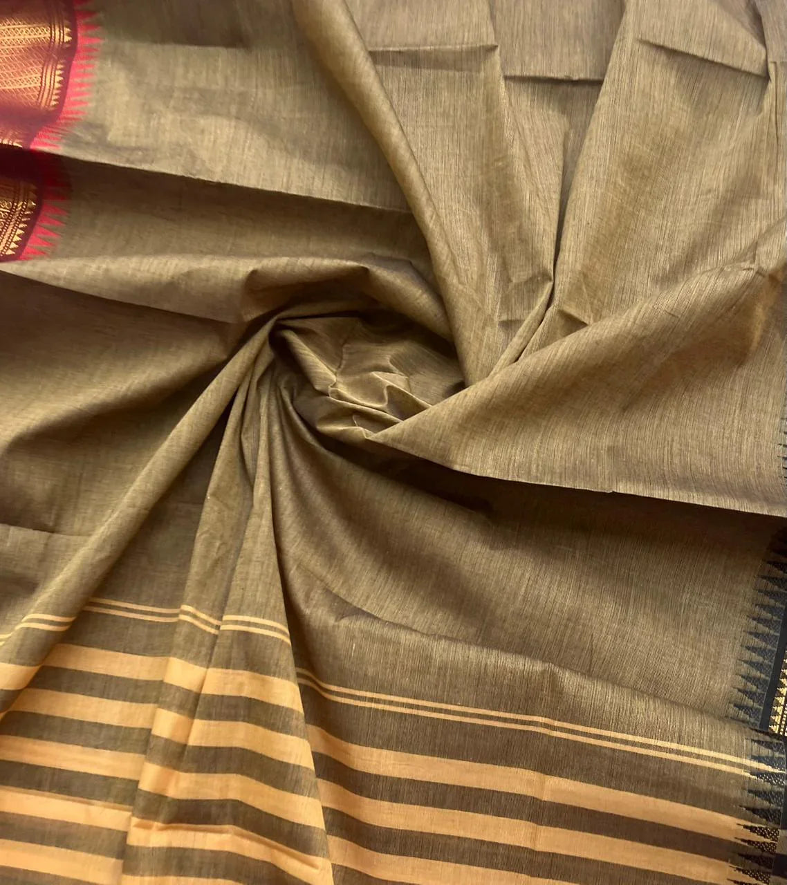 Pure Cotton Handloom Top & Dupatta Set | Brown Dress Material