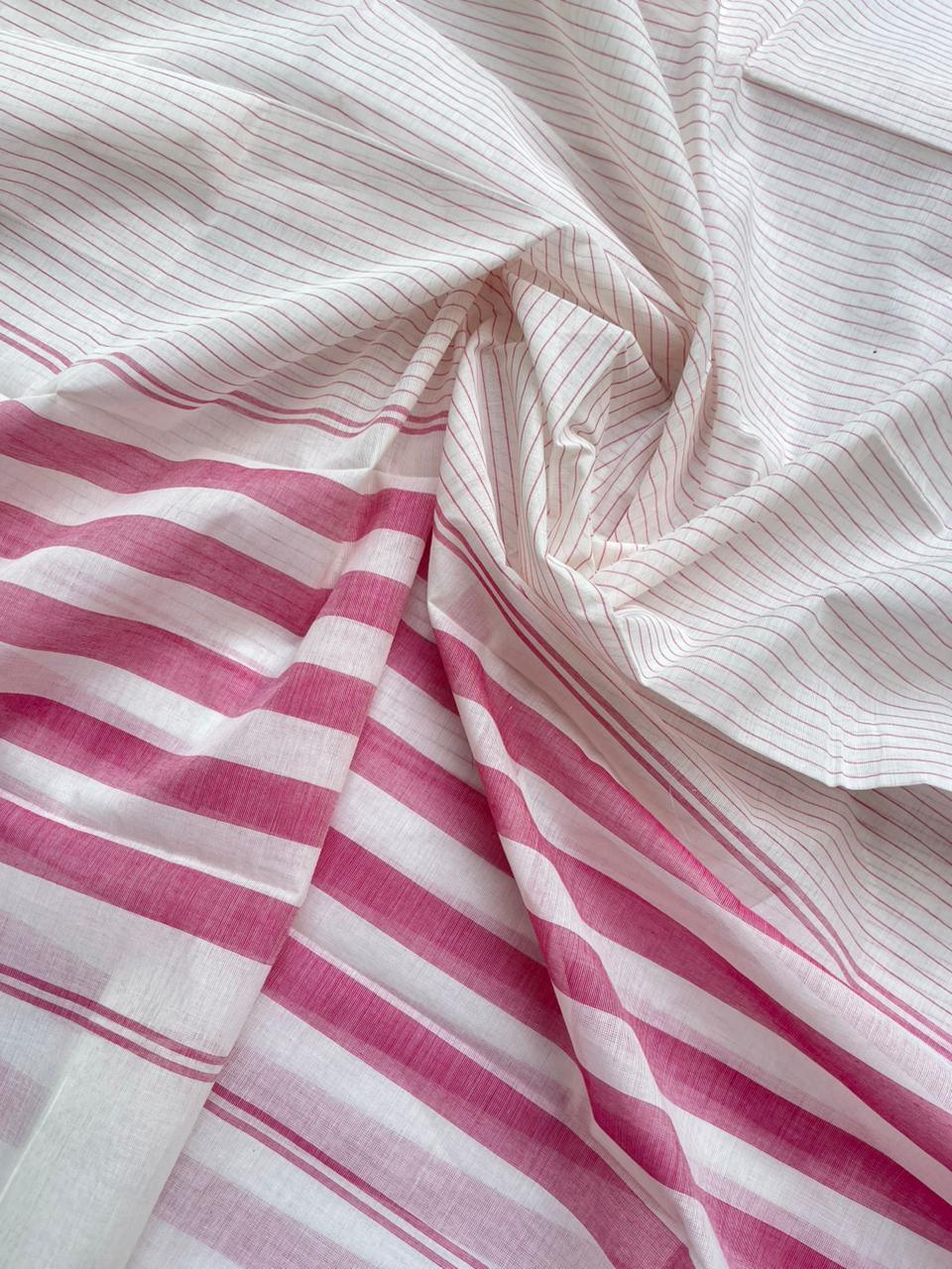 Pure Cotton Handloom Top & Dupatta Set | White Dress Material