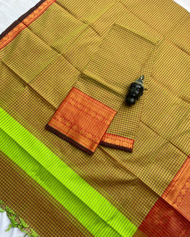 Pure Cotton Handloom Top & Dupatta Set | Brown Dress Material