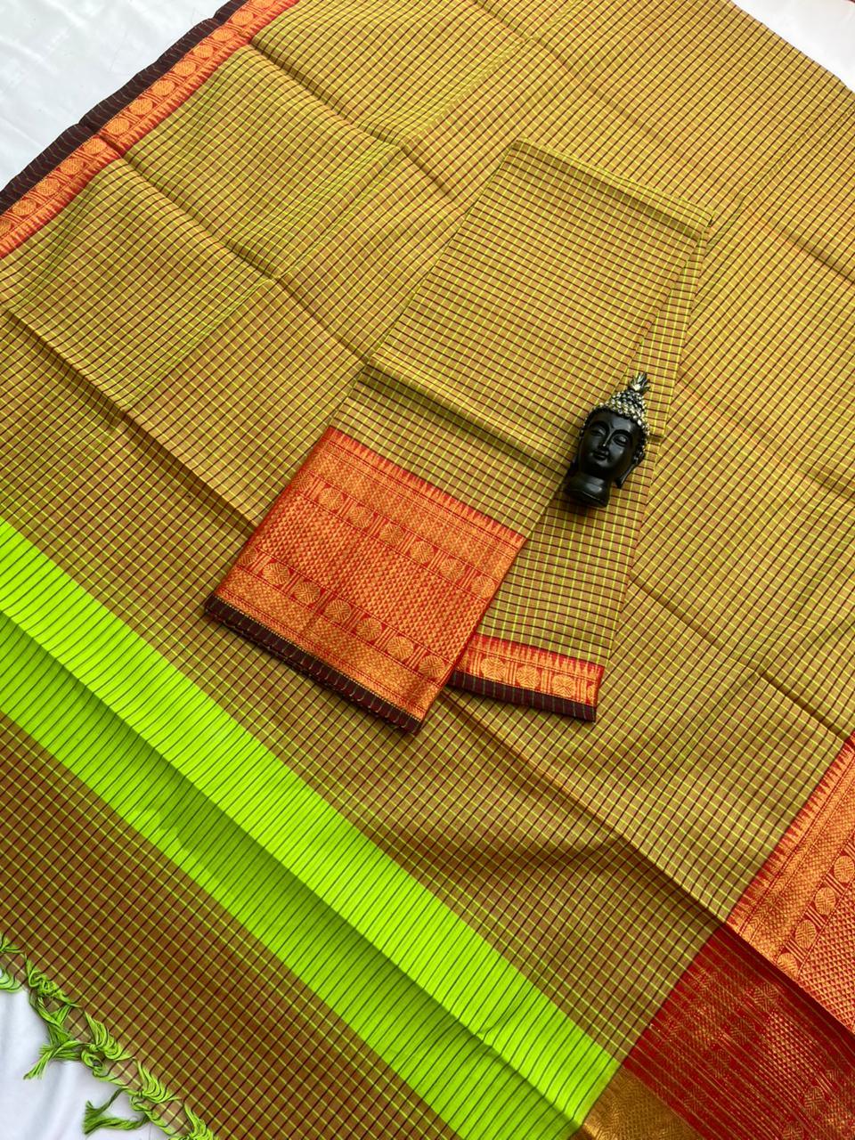 Pure Cotton Handloom Top & Dupatta Set | Brown Dress Material