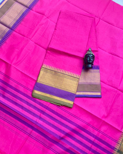 Pure Cotton Handloom Top & Dupatta Set | Pink Dress Material
