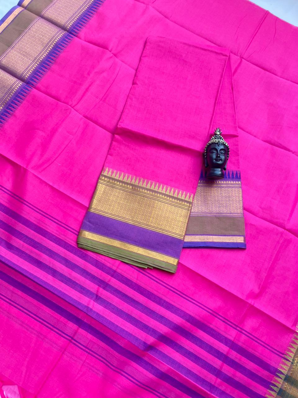 Pure Cotton Handloom Top & Dupatta Set | Pink Dress Material