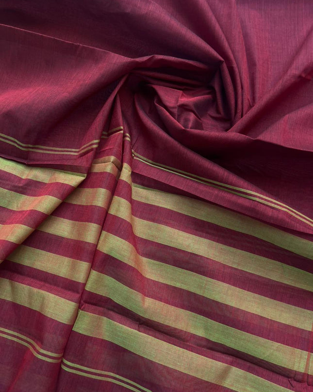 Pure Cotton Handloom Top & Dupatta Set | Maroon Dress Material