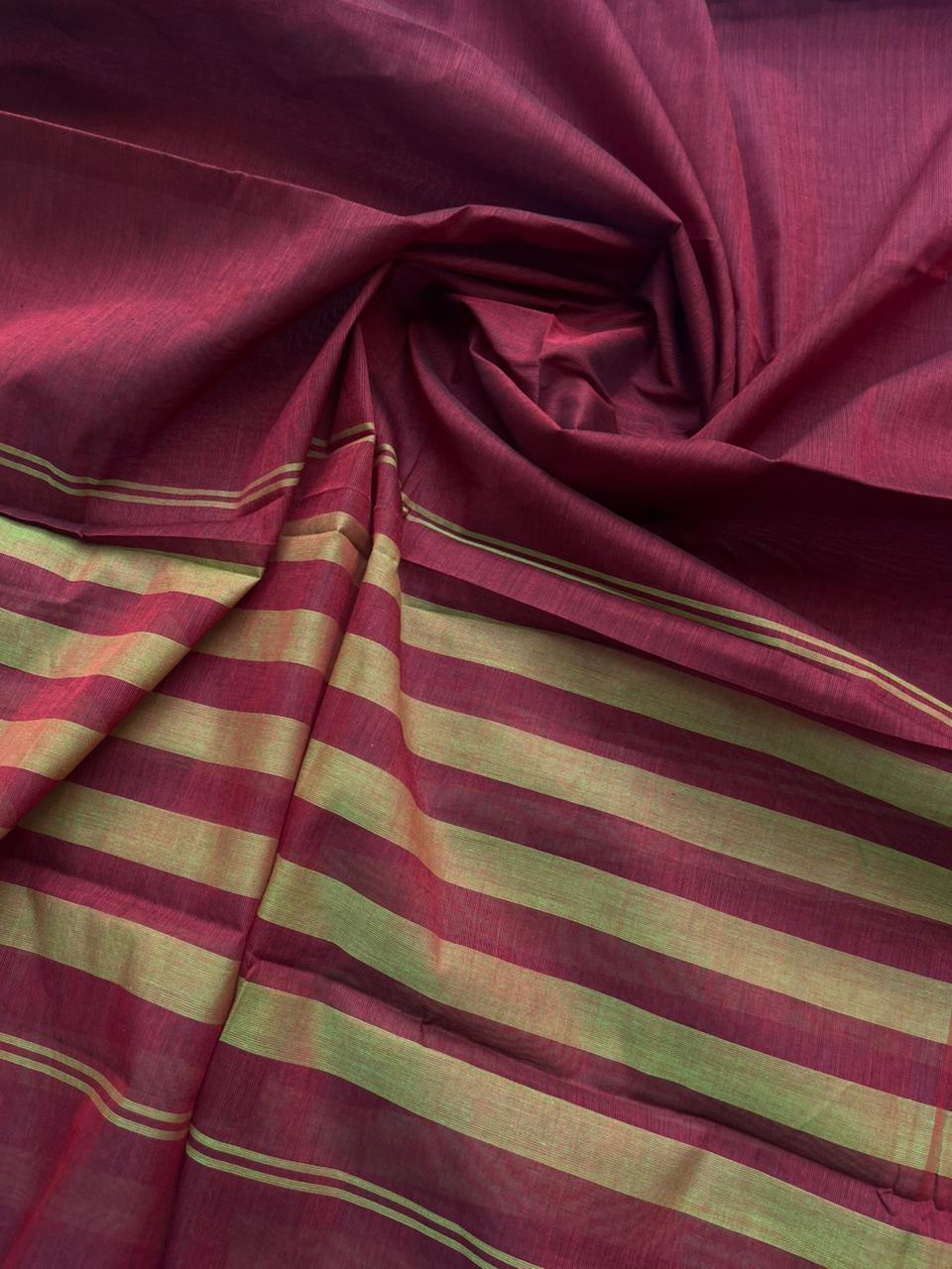 Pure Cotton Handloom Top & Dupatta Set | Maroon Dress Material