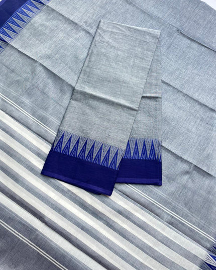 Pure Cotton Handloom Top & Dupatta Set | Gray Dress Material