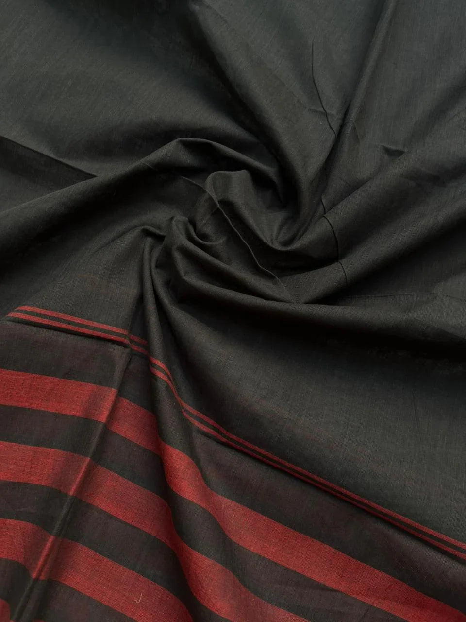Pure Cotton Handloom Top & Dupatta Set | Black Dress Material
