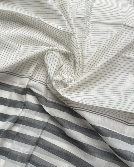 Pure Cotton Handloom Top & Dupatta Set | Half White Dress Material