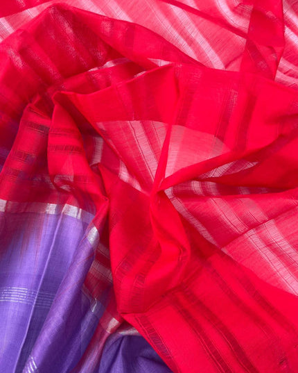 Mangalagiri Pattu Dress Material with Zari Border – Bluish Purple Colour