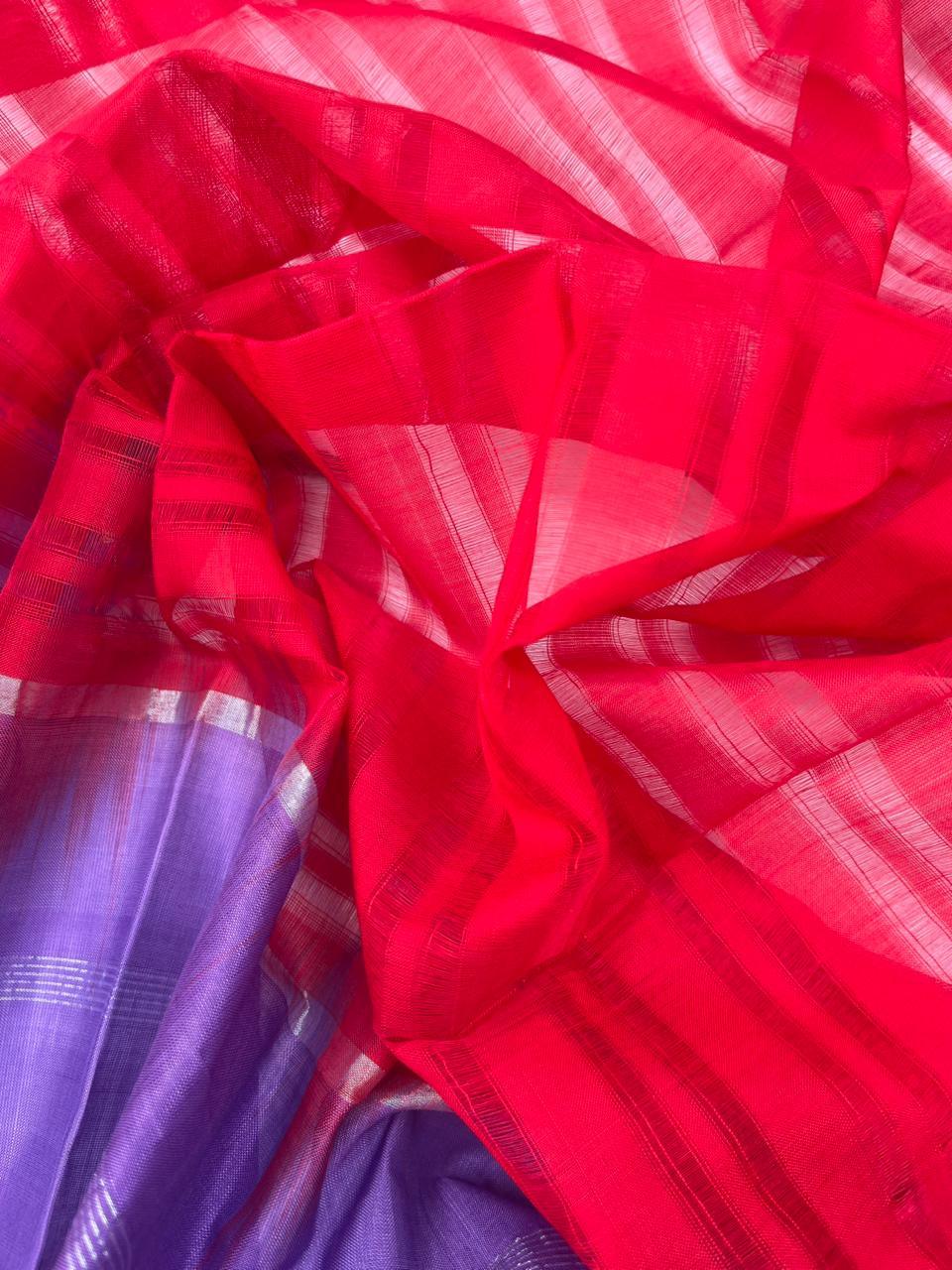 Mangalagiri Pattu Dress Material with Zari Border – Bluish Purple Colour