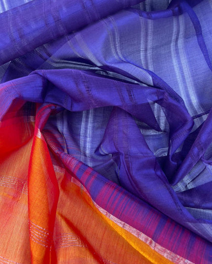 Mangalagiri Pattu Dress Material with Zari Border – Orange Colour