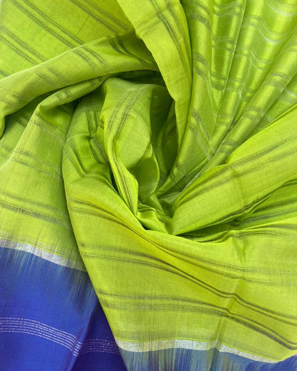 Mangalagiri Pattu Dress Material with Zari Border – Blue Colour