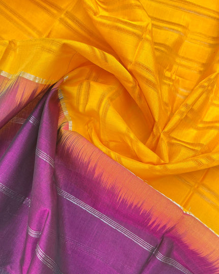 Mangalagiri Pattu Dress Material with Zari Border – Deep Violet Colour