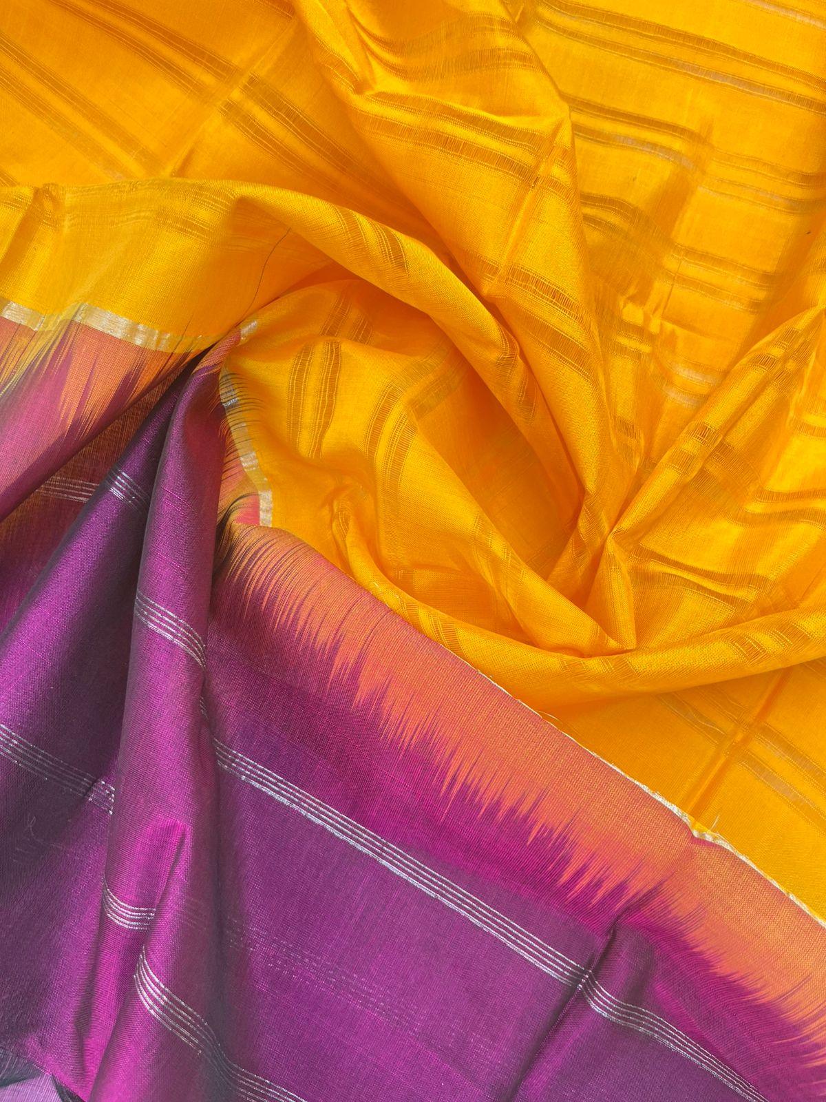 Mangalagiri Pattu Dress Material with Zari Border – Deep Violet Colour