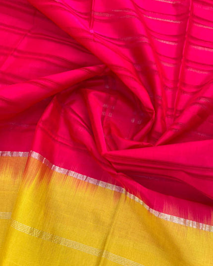 Mangalagiri Pattu Dress Material with Zari Border – Yellow Colour