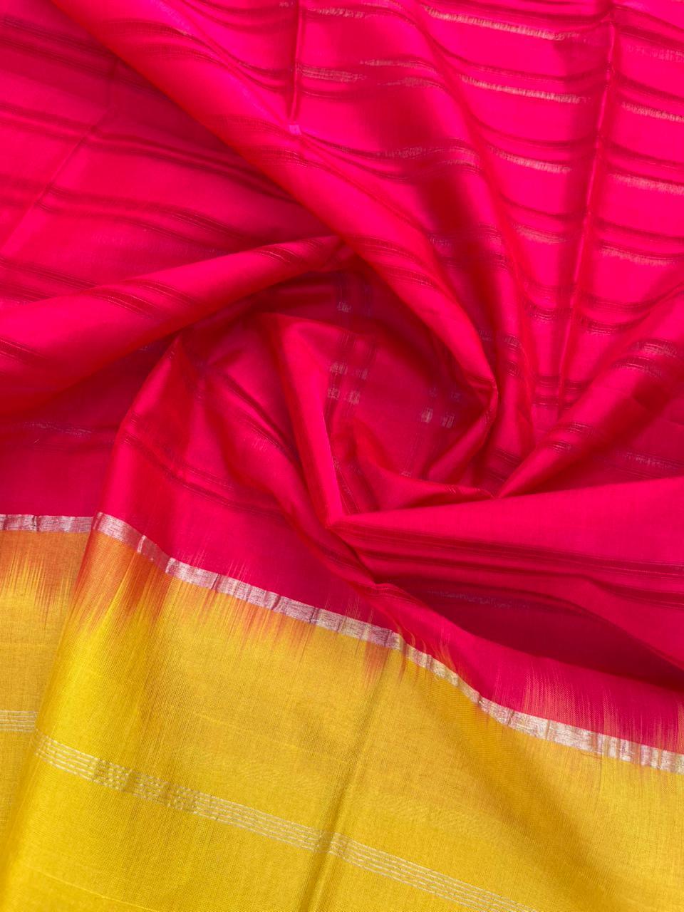 Mangalagiri Pattu Dress Material with Zari Border – Yellow Colour