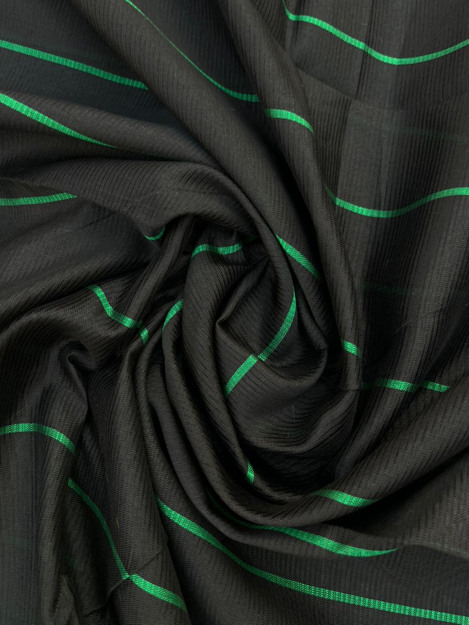 Mangalagiri Semi Pattu Dress Material with Zari Border – Green Colour
