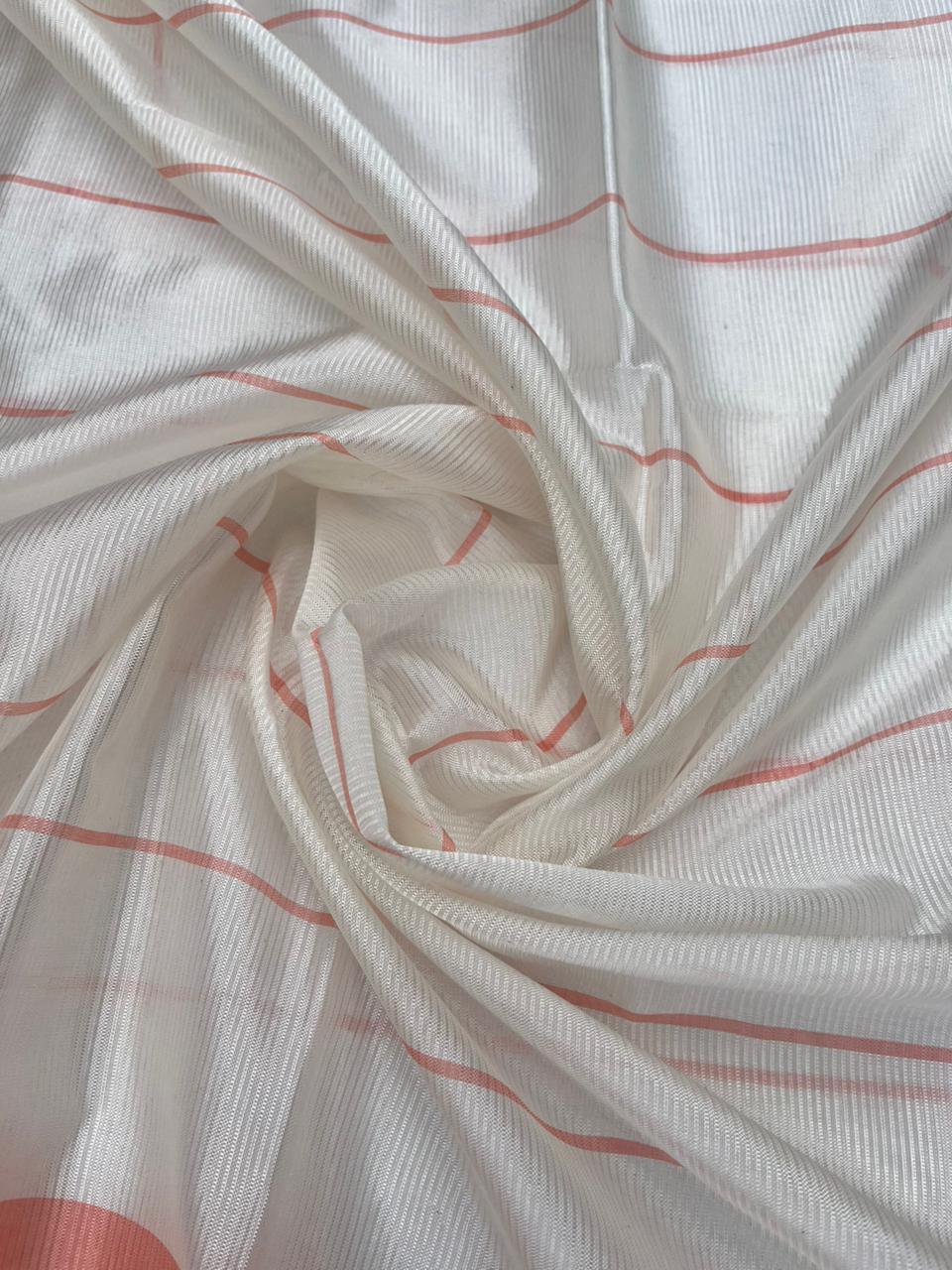 Mangalagiri Semi Pattu Dress Material with Zari Border – Orange Colour
