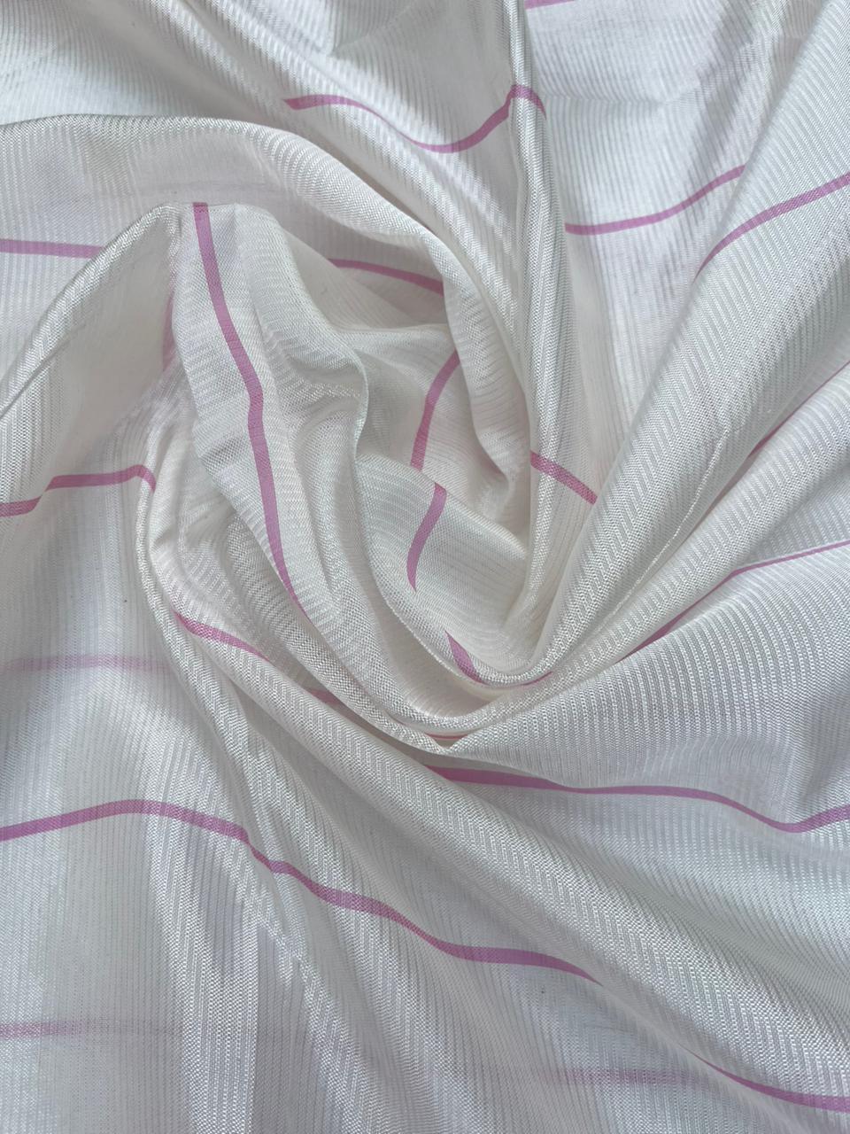 Mangalagiri Semi Pattu Dress Material with Zari Border – Pink Colour
