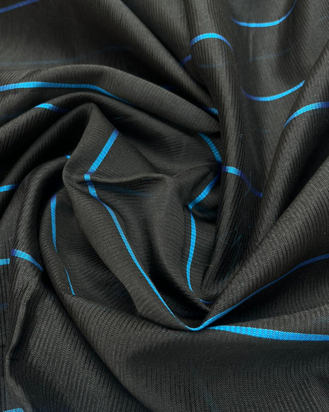 Mangalagiri Semi Pattu Dress Material with Pochampally Border – Blue Colour