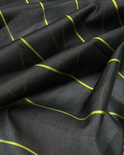 Mangalagiri Semi Pattu Dress Material with Pochampally Border – Green Colour
