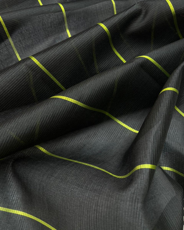 Mangalagiri Semi Pattu Dress Material with Pochampally Border – Green Colour