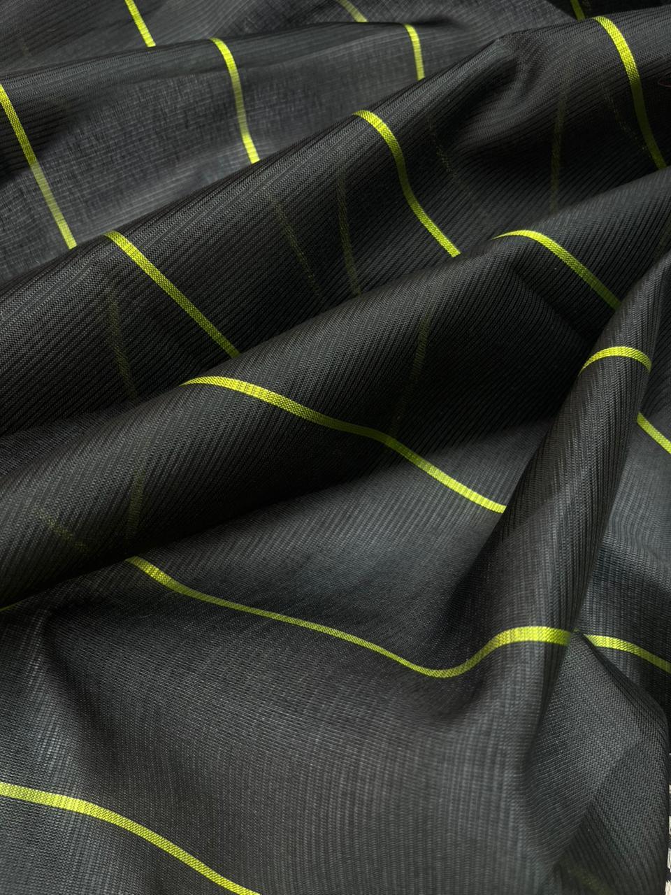 Mangalagiri Semi Pattu Dress Material with Pochampally Border – Green Colour