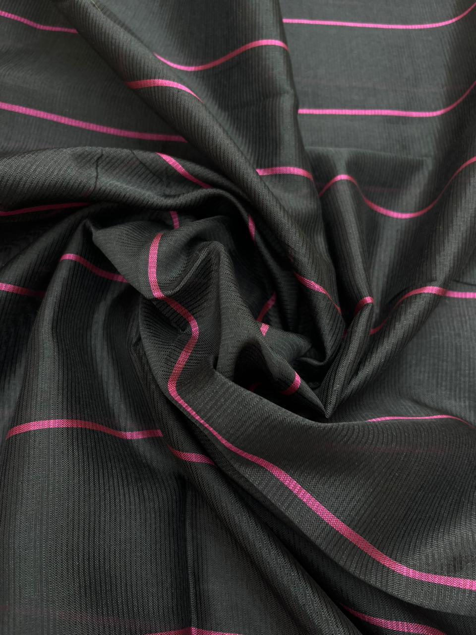 Mangalagiri Semi Pattu Dress Material with Pochampally Border – Pink Colour