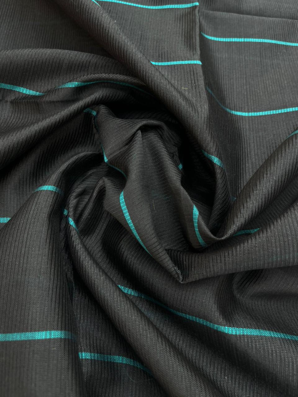 Mangalagiri Semi Pattu Dress Material with Pochampally Border – Sea Blue Colour