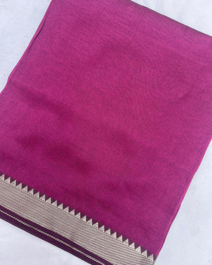 Mangalagiri Semi Pattu Dress Material with Zari Border – Pink Colour