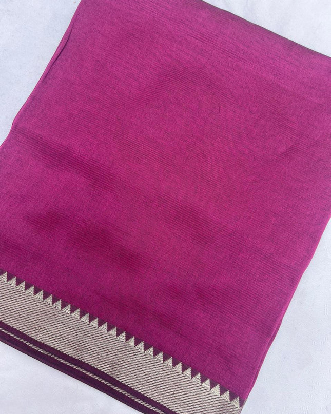 Mangalagiri Semi Pattu Dress Material with Zari Border – Pink Colour
