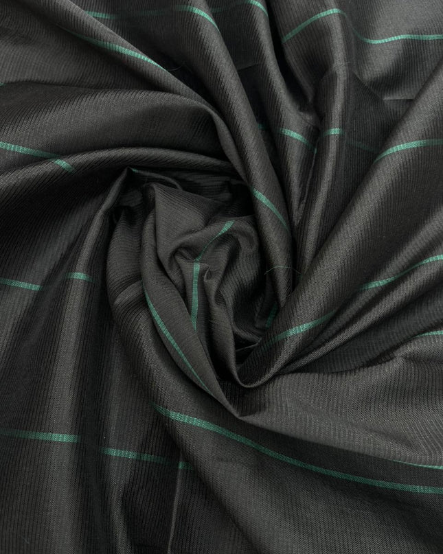 Mangalagiri Semi Pattu Dress Material with Zari Border – Dark Green Colour