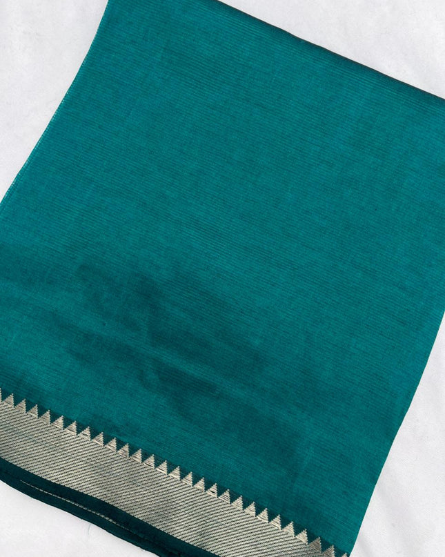 Mangalagiri Semi Pattu Dress Material with Zari Border – Sea Green Colour