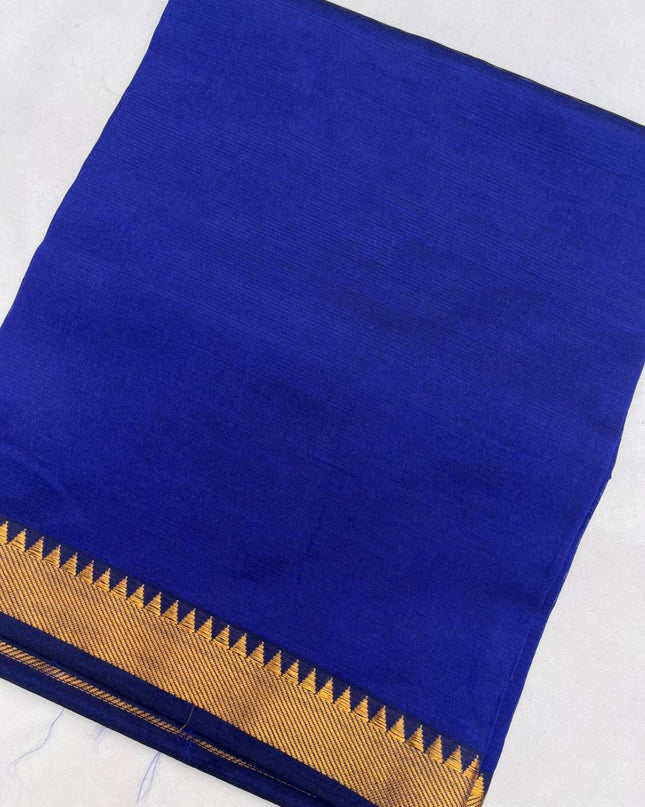 Mangalagiri Semi Pattu Dress Material with Zari Border – Royal Blue Colour