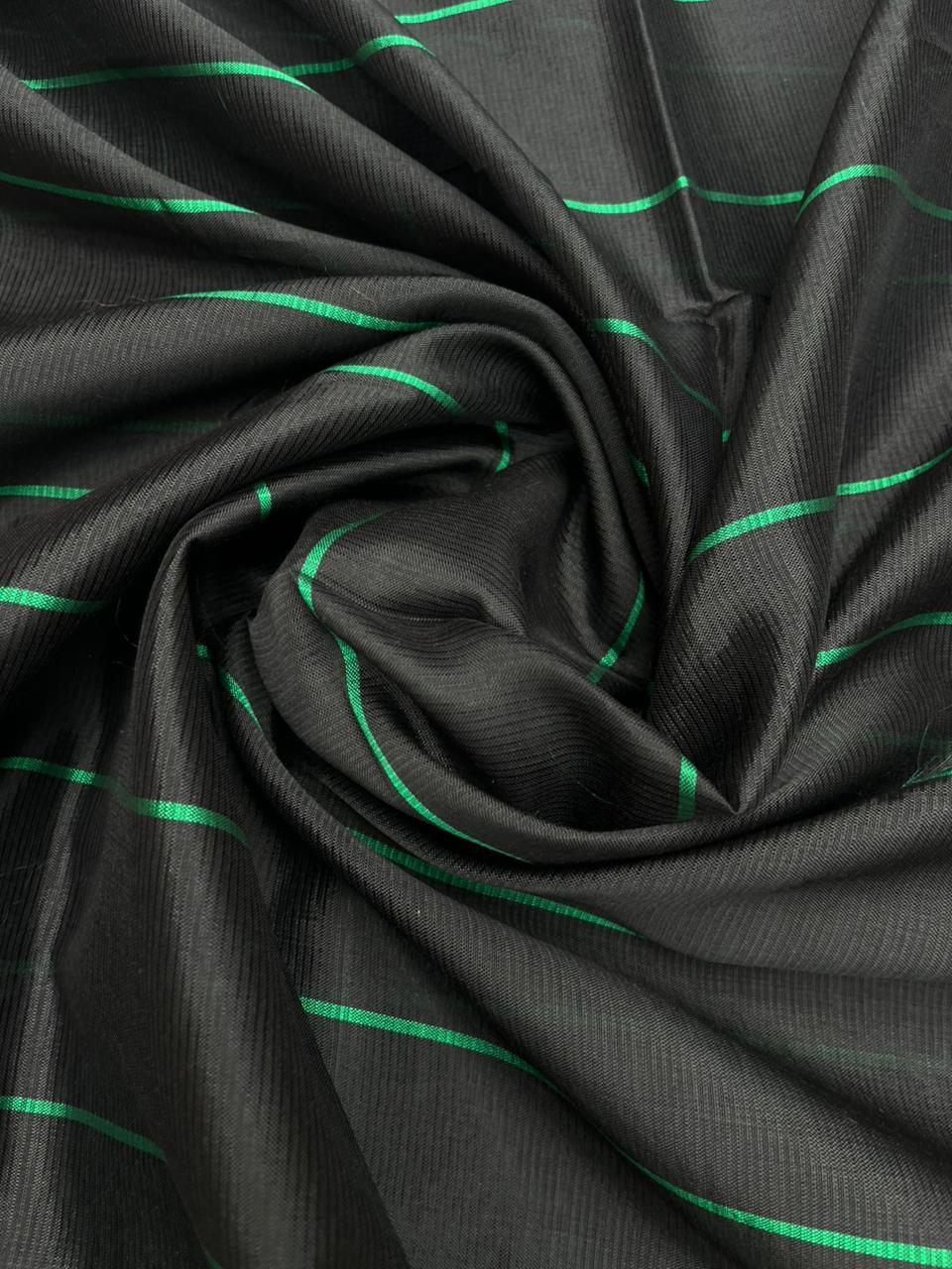 Mangalagiri Semi Pattu Dress Material with Zari Border – Green Colour
