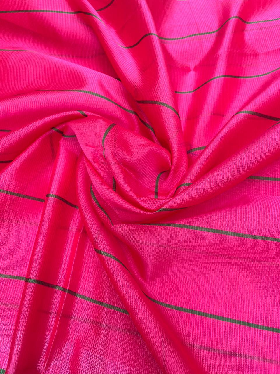 Mangalagiri Semi Pattu Dress Material with Zari Border – Green Colour