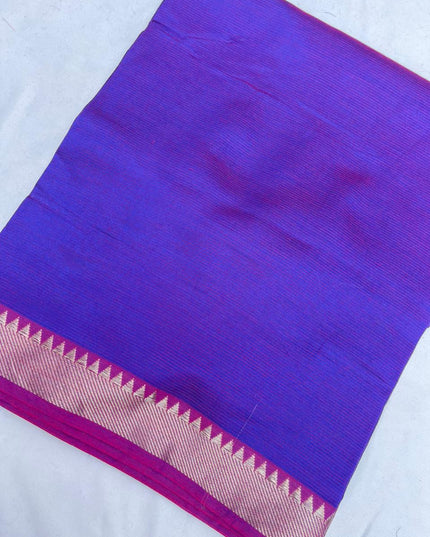 Mangalagiri Semi Pattu Dress Material with Zari Border – Blue Colour