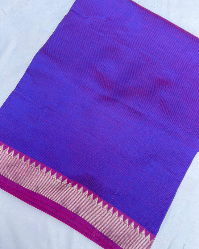 Mangalagiri Semi Pattu Dress Material with Zari Border – Blue Colour