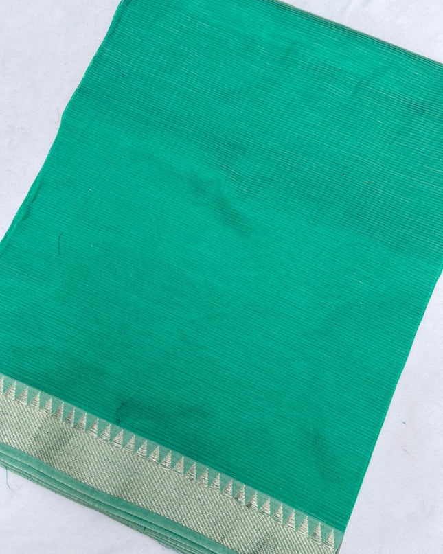 Mangalagiri Semi Pattu Dress Material with Zari Border – Light Sea Green Colour