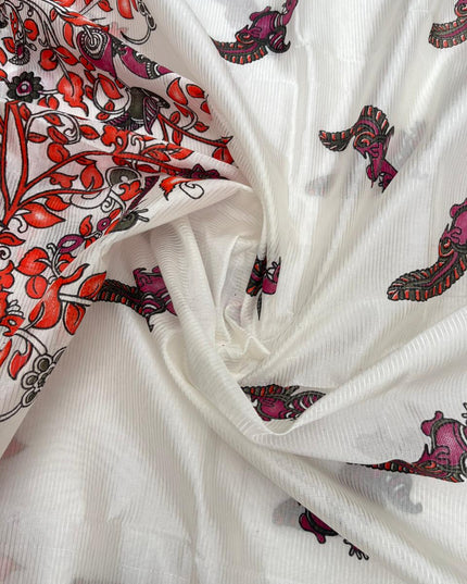 Mangalagiri Semi Pattu Dress Material with Zari Border – Pink Colour Top & Dupatta - 2pc set